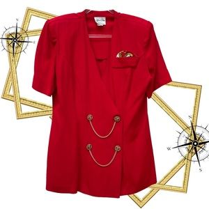 80s Longline Nautical Blazer Pocket Square + Chains Preppy Designing Women